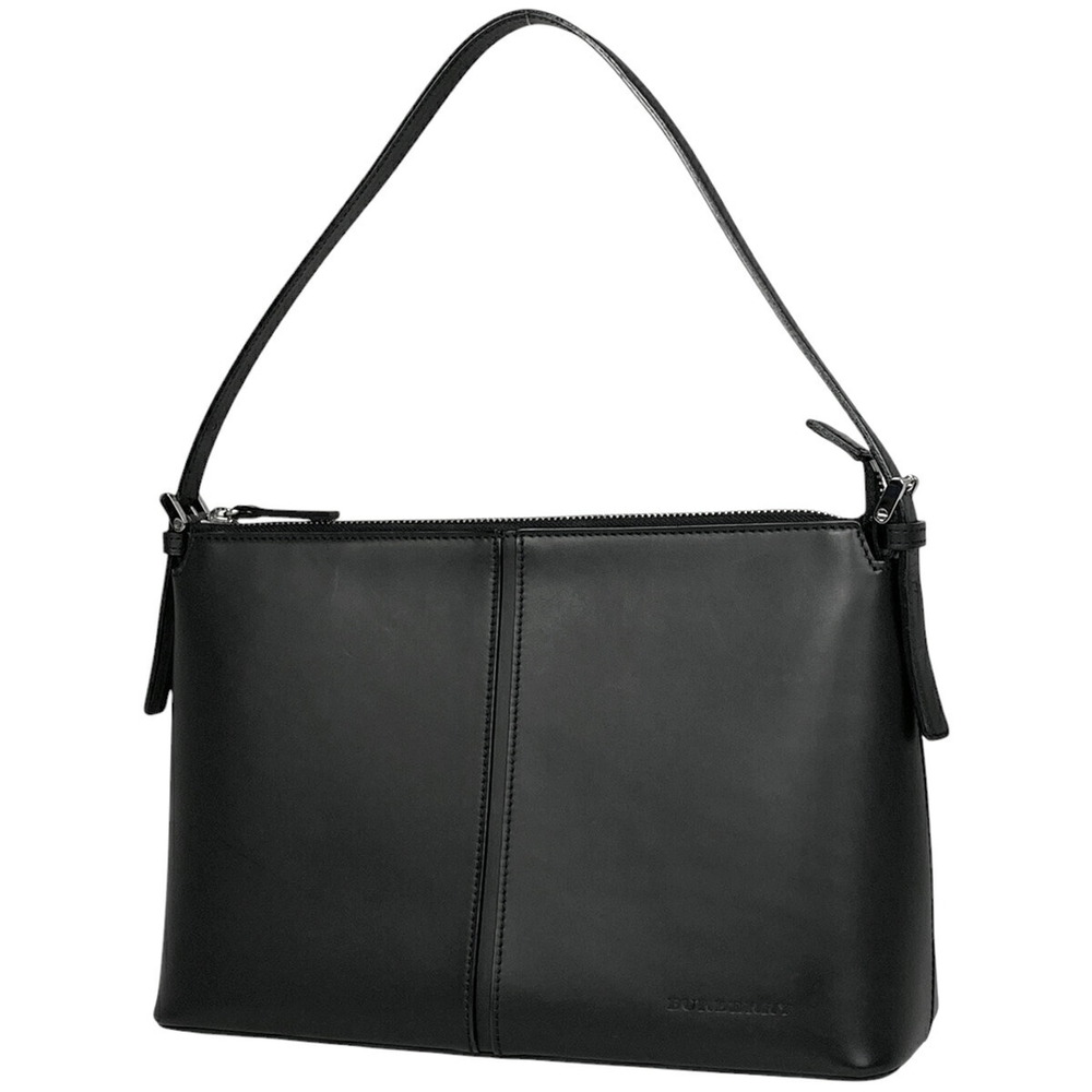 Burberry logo Shoulder Bag Hobo handbag leather black